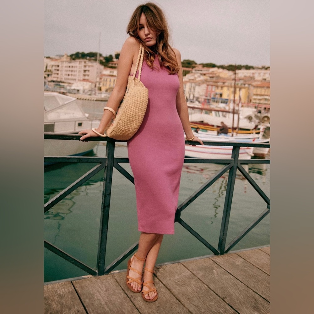 Sezane Pink Midi Dress